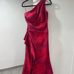 Teri Jon by Rickie Freeman One Shoulder Jacquard Cocktail Dress Size 4